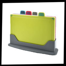 Load image into Gallery viewer, Set di taglieri 4 pezzi con supporto - Ozerty