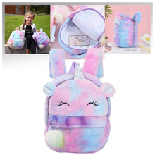 Load image into Gallery viewer, Zaino da ragazza con unicorno di peluche - Ozerty