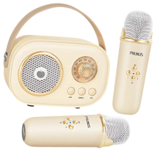 Load image into Gallery viewer, Mini Karaoke Bluetooth a Doppio Microfono per Bambini -Beige - Ozerty