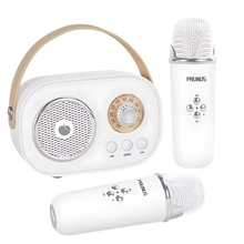 Load image into Gallery viewer, Mini Karaoke Bluetooth a Doppio Microfono per Bambini -Bianco - Ozerty