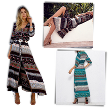 Load image into Gallery viewer, Maxi abito bohémien con scollo a V - Ozerty