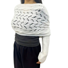 Load image into Gallery viewer, Accogliente Coprispalle Lavorato a Maglia -Bianco - Ozerty