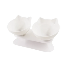 Load image into Gallery viewer, Ciotola comfort rialzata per gatti -Bianco/Doppio - Ozerty