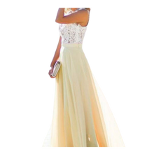 Load image into Gallery viewer, Abito in chiffon con pizzo dallo stile prairie chic -Giallo/SGiallo/MGiallo/LGiallo/XLGiallo/XXLGiallo/XXXL - Ozerty