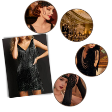 Load image into Gallery viewer, Vestito slip con scollo a V in paillettes - Ozerty