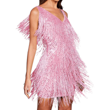 Load image into Gallery viewer, Vestito slip con scollo a V in paillettes -Rosa/SRosa/MRosa/LRosa/XLRosa/XXLRosa/3XL - Ozerty