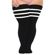 Load image into Gallery viewer, Calze alte da donna con punta rinforzata -Nero Bianco - Ozerty