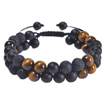 Load image into Gallery viewer, Bracciale di protezione resistente all'acqua -Roccia vulcanica marrone - Ozerty