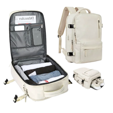 Load image into Gallery viewer, Zaino da viaggio impermeabile con ricarica USB -Beige - Ozerty