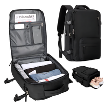 Load image into Gallery viewer, Zaino da viaggio impermeabile con ricarica USB -Nero - Ozerty