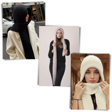 Load image into Gallery viewer, Cappello con cappuccio in maglia antivento con sciarpa e protezione per le orecchie integrate - Ozerty