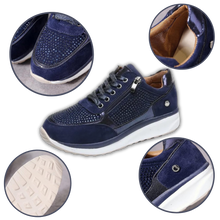 Load image into Gallery viewer, Scarpe da ginnastica con zeppa in strass - Ozerty