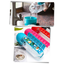 Load image into Gallery viewer, Bottiglia d'acqua in plastica con portapillole - Ozerty

