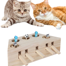 Load image into Gallery viewer, Giocattolo di legno interattivo per gatti con 5 buchi - Ozerty
