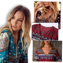 Load image into Gallery viewer, Maxi abito bohémien con scollo a V - Ozerty
