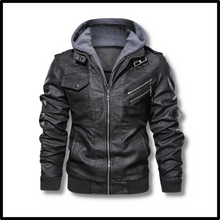Load image into Gallery viewer, Giacca da moto classica in pelle marrone - Ozerty
