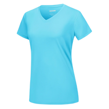 Load image into Gallery viewer, Maglia con scollo a V a raffreddamento istantaneo da donna -Blu ghiaccio - Ozerty
