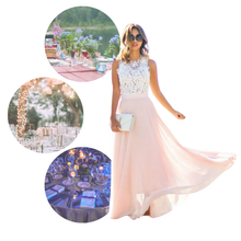 Load image into Gallery viewer, Abito in chiffon con pizzo dallo stile prairie chic - Ozerty
