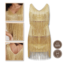 Load image into Gallery viewer, Vestito slip con scollo a V in paillettes  - Ozerty
