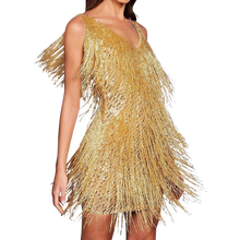 Load image into Gallery viewer, Vestito slip con scollo a V in paillettes  -Oro/SOro/MOro/LOro/XLOro/XXLOro/3XL - Ozerty
