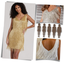 Load image into Gallery viewer, Vestito slip con scollo a V in paillettes  - Ozerty
