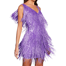 Load image into Gallery viewer, Vestito slip con scollo a V in paillettes  -Viola/SViola/MViola/LViola/XLViola/XXLViola/3XL - Ozerty
