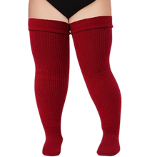 Load image into Gallery viewer, Calze alte da donna con punta rinforzata -Rosso scuro - Ozerty
