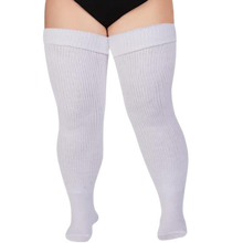 Load image into Gallery viewer, Calze alte da donna con punta rinforzata -Bianco - Ozerty
