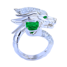 Load image into Gallery viewer, Anello drago d'argento, fatto a mano e unico nel suo genere -Verde - Ozerty
