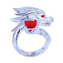 Load image into Gallery viewer, Anello drago d'argento, fatto a mano e unico nel suo genere -Rosso - Ozerty
