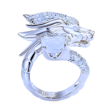 Load image into Gallery viewer, Anello drago d'argento, fatto a mano e unico nel suo genere -Bianco - Ozerty
